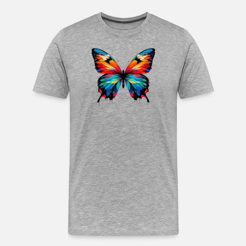 Schmetterling - Männer Premium Bio T-Shirt - Grau meliert