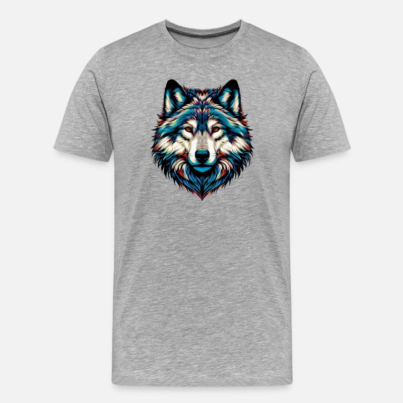 Wolf - Männer Premium Bio T-Shirt - Grau meliert