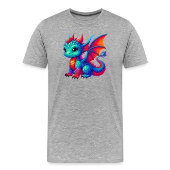 Drache - Männer Premium Bio T-Shirt - Grau meliert - Vorne - Damien (186cm)