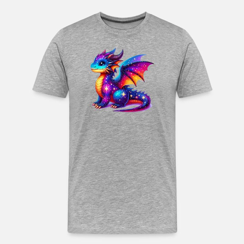 Drache - Männer Premium Bio T-Shirt - Grau meliert