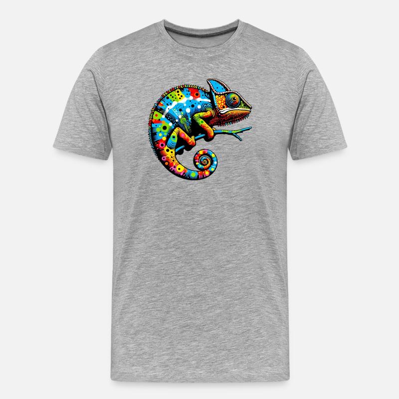 Chamäleon - Männer Premium Bio T-Shirt - Grau meliert