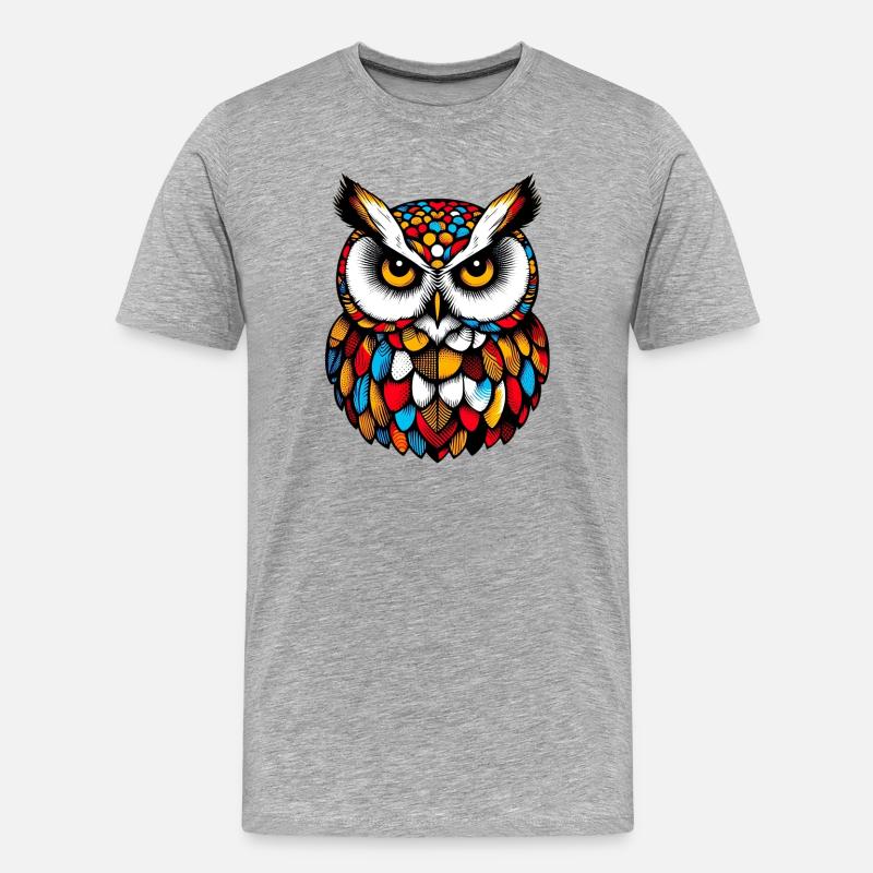 Eule - Männer Premium Bio T-Shirt - Grau meliert