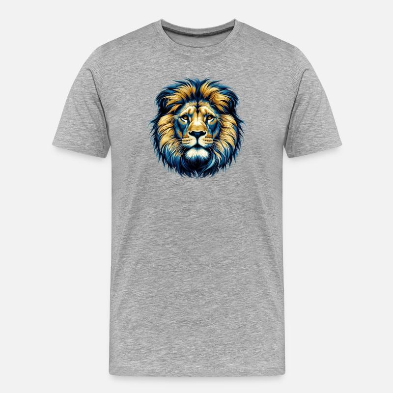 Löwe - Männer Premium Bio T-Shirt - Grau meliert