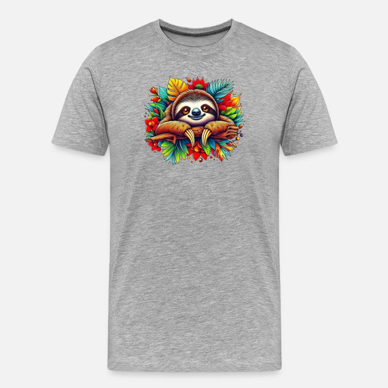 Faultier - Männer Premium Bio T-Shirt - Grau meliert