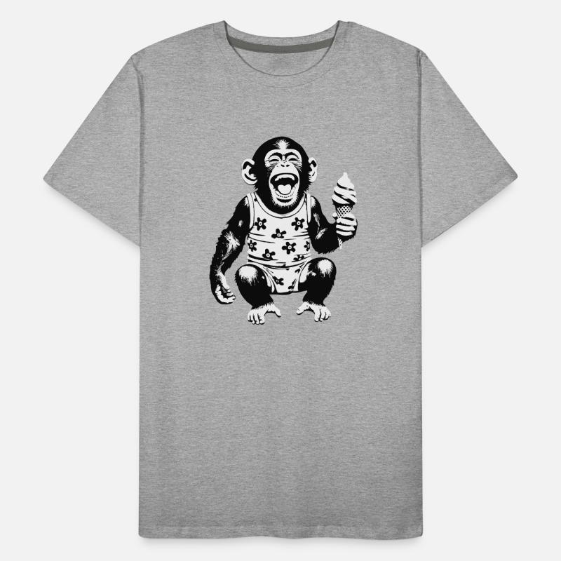 Lachendes Äffchen mit Eis Männer Premium Bio T-Shirt