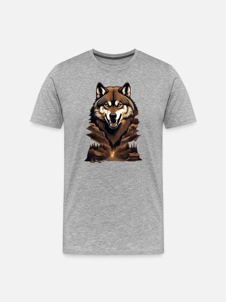 WolfMountain - Men's Premium Organic T-Shirt - heather grey