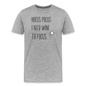 Magie, Vin, Boire, Penser, Se concentrer - T-shirt bio Premium Homme - gris chiné - Devant - Damien (186cm)