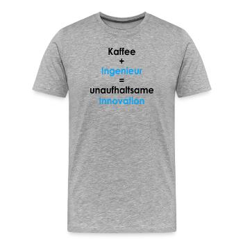 Kaffee gleich Innovation - Männer Premium Bio T-Shirt - Grau meliert - Vorne - Damien (186cm)