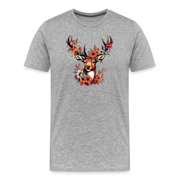 Cerf - T-shirt bio Premium Homme - gris chiné - Devant - Damien (186cm)