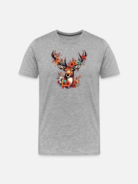 Cerf - T-shirt bio Premium Homme - gris chiné