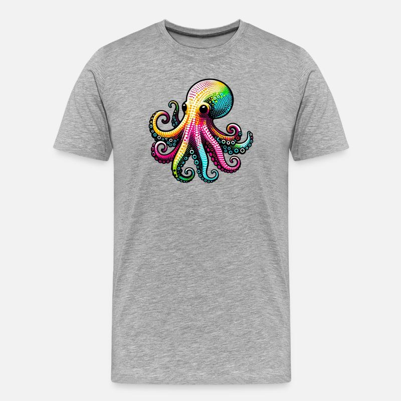 Krake - Männer Premium Bio T-Shirt - Grau meliert