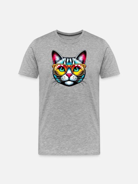 Puss with sunglasses - Men's Premium Organic T-Shirt - heather grey