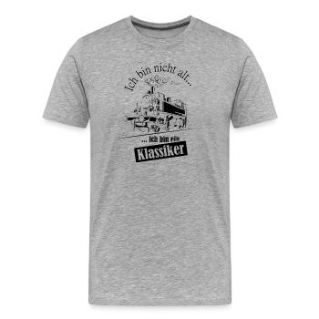 Locomotive Drôle Dictons Voie Étroite Chemin De Fer Logo - T-shirt bio Premium Homme - gris chiné - Devant - Damien (186cm)