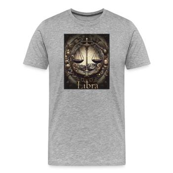 Libra Sternzeit Waage Sternzeichen - Waage - Männer Premium Bio T-Shirt - Grau meliert - Vorne - Damien (186cm)