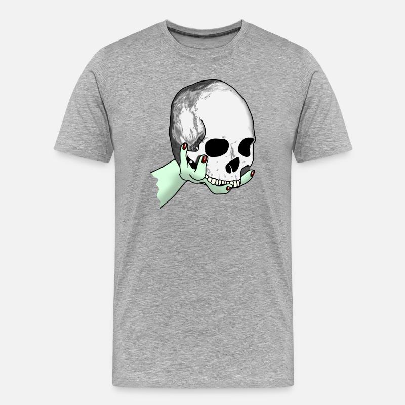 Totenkopf wird dargeboten - Männer Premium Bio T-Shirt - Grau meliert