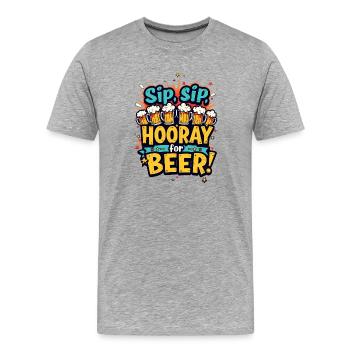 SIROTEZ, SIROTEZ, HOURRA POUR LA BIÈRE ! - T-shirt bio Premium Homme - gris chiné - Devant - Damien (186cm)