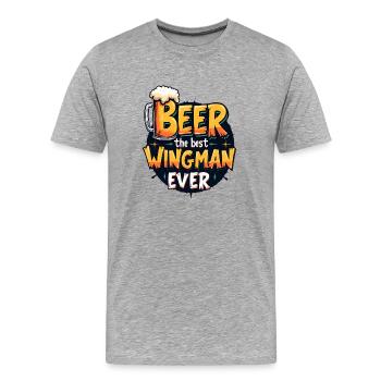 LA BIÈRE : LE MEILLEUR AILIER DE TOUS LES TEMPS - T-shirt bio Premium Homme - gris chiné - Devant - Damien (186cm)