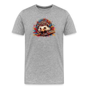Igel - Männer Premium Bio T-Shirt - Grau meliert - Vorne - Damien (186cm)