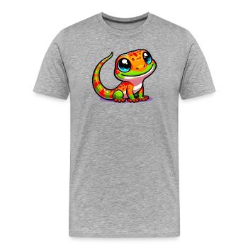 Gecko - T-shirt bio Premium Homme - gris chiné - Devant - Damien (186cm)