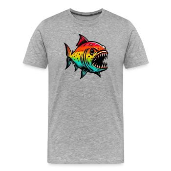 Piranha - Men's Premium Organic T-Shirt - heather grey - Front - Damien (186cm)