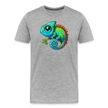 Caméléon - T-shirt bio Premium Homme - gris chiné - Devant - Damien (186cm)