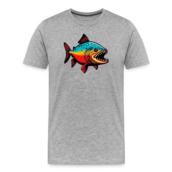 Piranha - Men's Premium Organic T-Shirt - heather grey - Front - Damien (186cm)