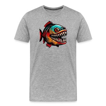 Piranha - Men's Premium Organic T-Shirt - heather grey - Front - Damien (186cm)