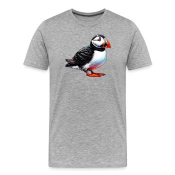 Papageitaucher - Männer Premium Bio T-Shirt - Grau meliert - Vorne - Damien (186cm)