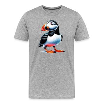 Papageitaucher - Männer Premium Bio T-Shirt - Grau meliert - Vorne - Damien (186cm)