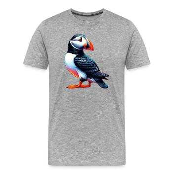 Papageitaucher - Männer Premium Bio T-Shirt - Grau meliert - Vorne - Damien (186cm)