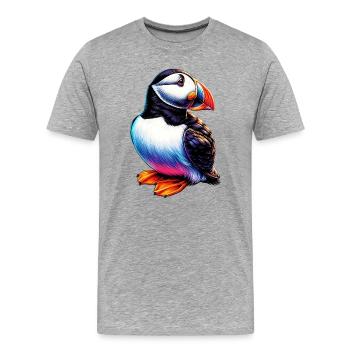 Papageitaucher - Männer Premium Bio T-Shirt - Grau meliert - Vorne - Damien (186cm)