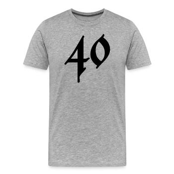 40. 40 ANS. 40e ANNIVERSAIRE. ANNIVERSAIRE 40 ANS. - T-shirt bio Premium Homme - gris chiné - Devant - Damien (186cm)