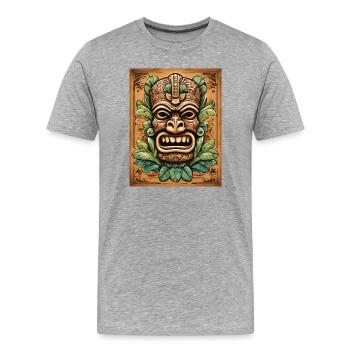 Masque Tiki - T-shirt bio Premium Homme - gris chiné - Devant - Damien (186cm)