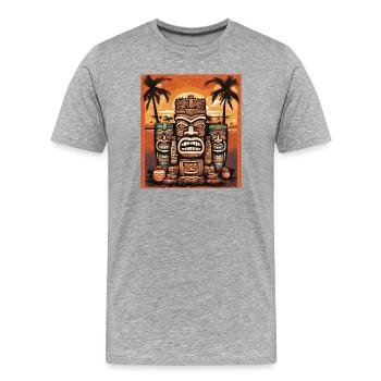 Tiki Statues - T-shirt bio Premium Homme - gris chiné - Devant - Damien (186cm)