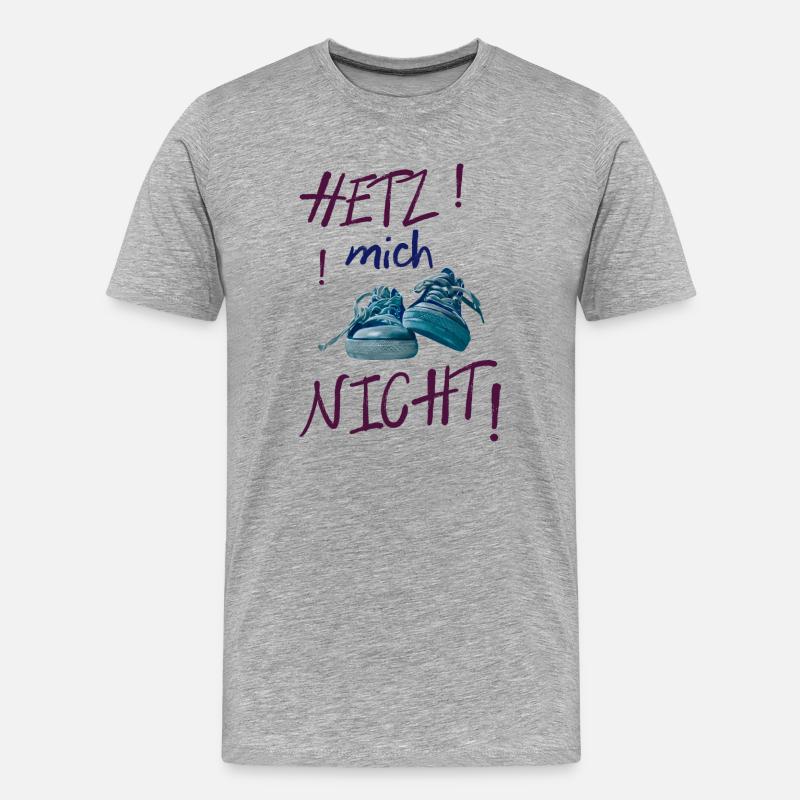 Bunte Sneaker-Statement nicht hetzen - Männer Premium Bio T-Shirt - Grau meliert