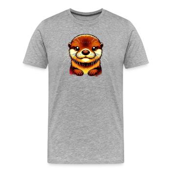 Otter - Männer Premium Bio T-Shirt - Grau meliert - Vorne - Damien (186cm)