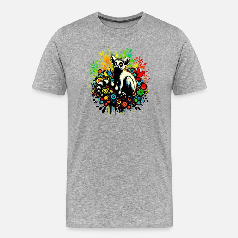 Lemur - Männer Premium Bio T-Shirt - Grau meliert