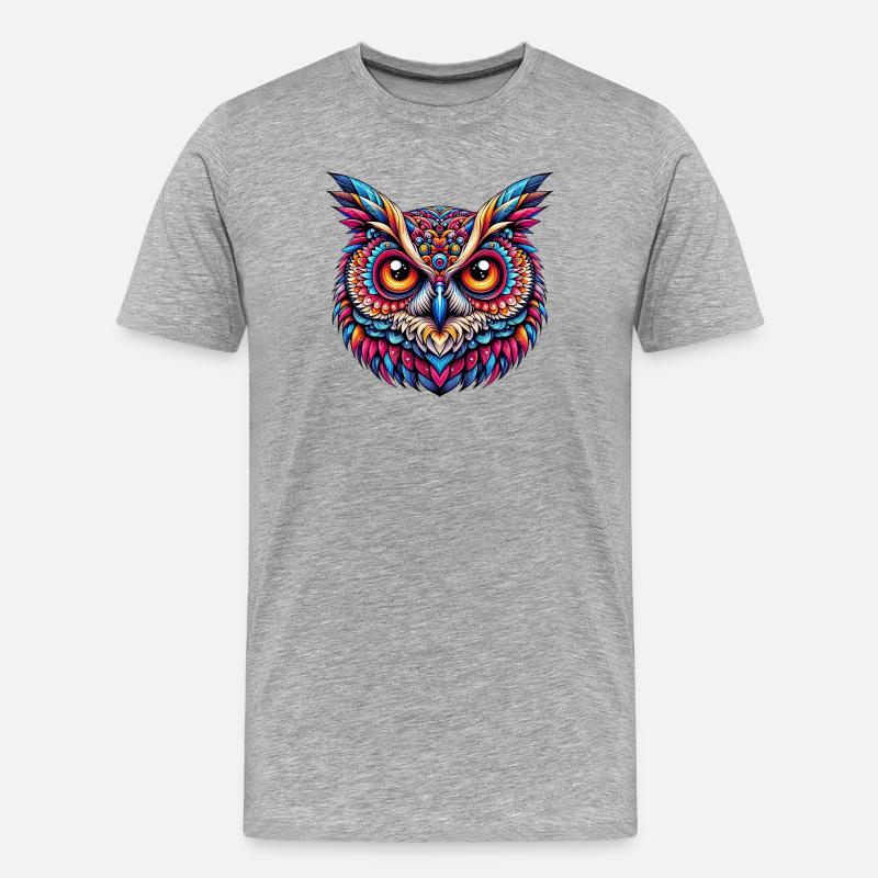 Eule - Männer Premium Bio T-Shirt - Grau meliert