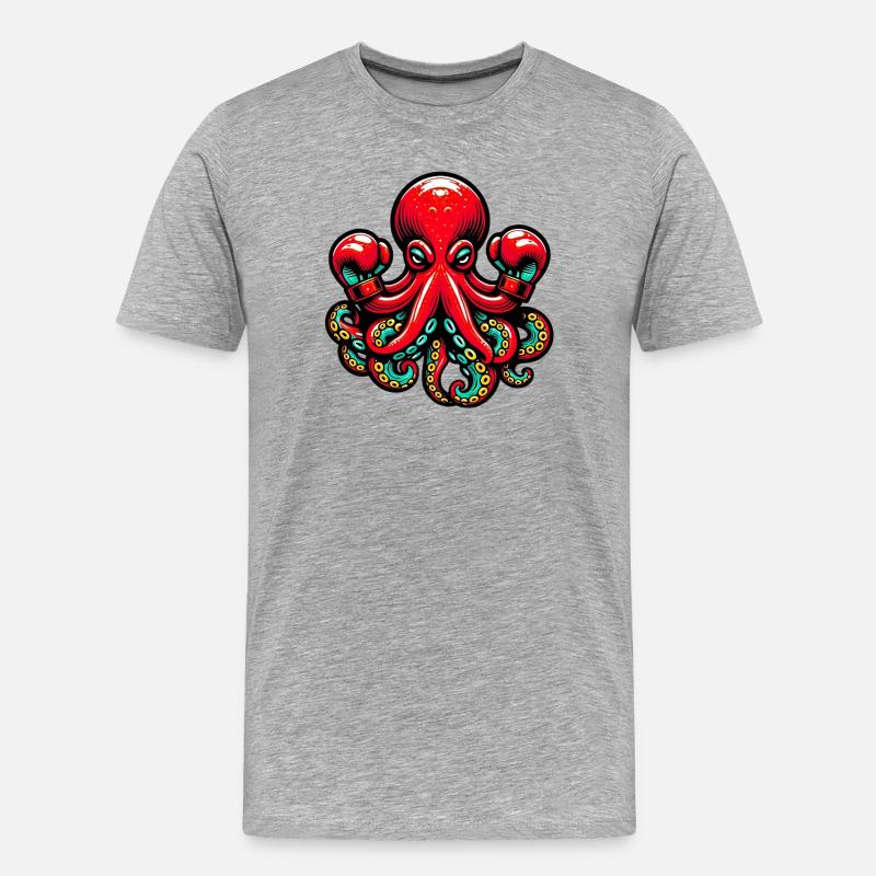 Krake - Männer Premium Bio T-Shirt - Grau meliert