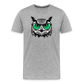 Owl with Glasses - Men's Premium Organic T-Shirt - heather grey - Front - Damien (186cm)