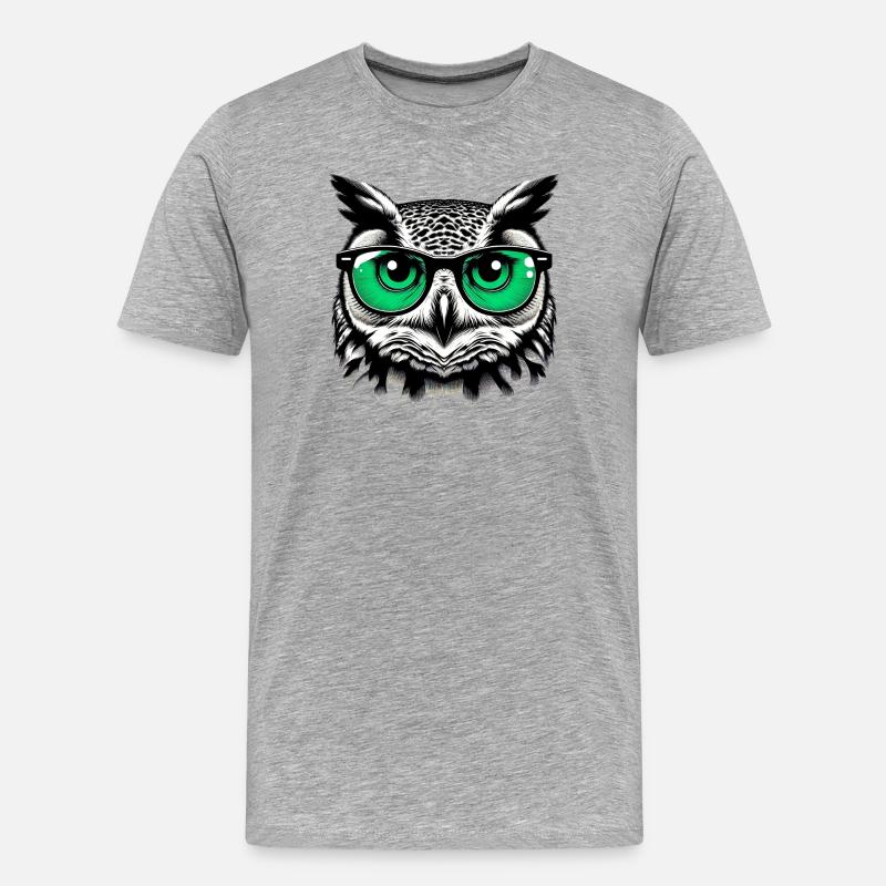 Eule mit Brille - Männer Premium Bio T-Shirt - Grau meliert