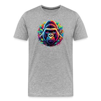 Gorilla - Männer Premium Bio T-Shirt - Grau meliert - Vorne - Damien (186cm)