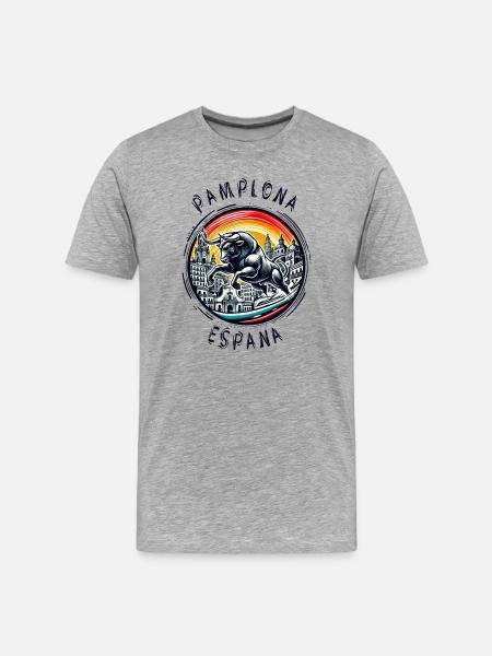 Pamplona Spain bull vacation - Men's Premium Organic T-Shirt - heather grey