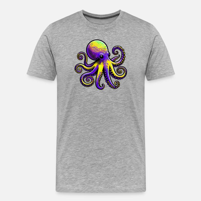 Krake - Männer Premium Bio T-Shirt - Grau meliert