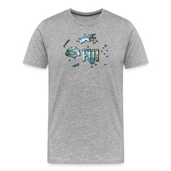 Watercolor Map Fiji - Men's Premium Organic T-Shirt - heather grey - Front - Damien (186cm)