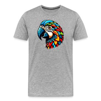 Harlequin Parrot - Men's Premium Organic T-Shirt - heather grey - Front - Damien (186cm)