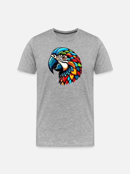 Harlequin Parrot - Men's Premium Organic T-Shirt - heather grey