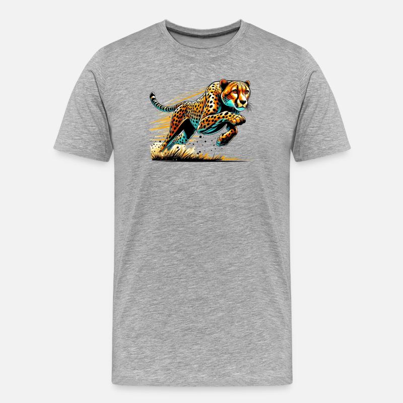 Gepard - Männer Premium Bio T-Shirt - Grau meliert