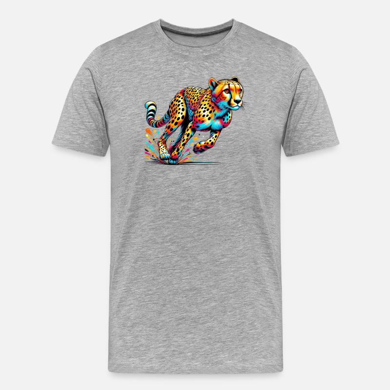 Gepard - Männer Premium Bio T-Shirt - Grau meliert