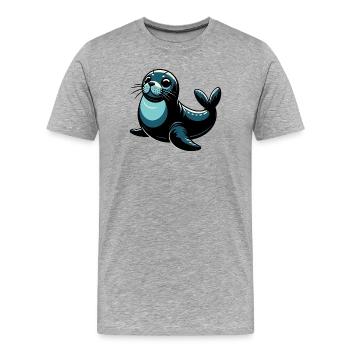 Phoque - T-shirt bio Premium Homme - gris chiné - Devant - Damien (186cm)